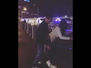girlfriend fucks with a passerby on the street
